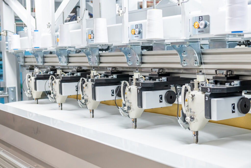 The Automatex P12-PB quilting module is equipped with twelve modified servo-driven lock stitch sewing heads.